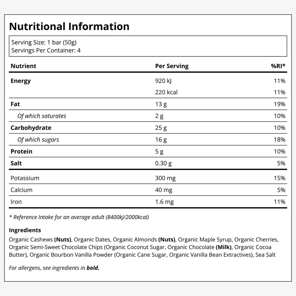 The Only Bar - Plant Based Organic Snack Bar - Cherry Chocolate Chip - Image 2